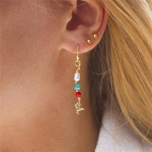 With love darling Peace Turquoise & Coral Pearl Earring ONE SIZE - Ørehænger hos Magasin