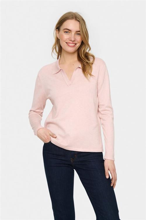 Se Saint Tropez Milasz Polo Pullover Kvinde Ash Rose Mélange Langærmede Bluser Str S - hos Magasin ved Magasin