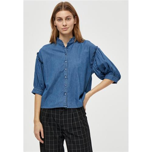 Se Minus Laki Shirt Kvinde Dark Denim Langærmede Skjorter Str 40 - Denim hos Magasin ved Magasin