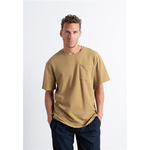 Se Clean Cut Copenhagen Calton Structured Tee Mand Dark Khaki Kortærmede T-shirts Str L - Bomuld hos Magasin ved Magasin