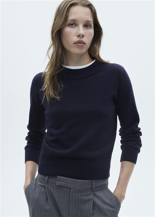 MANGO Straight Roundneck Sweater Kvinde Navy Sweaters Str L - hos Magasin