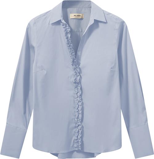 Mos Mosh Mmsybel Satin Shirt Kvinde Light Blue Langærmede Skjorter Str XS - hos Magasin