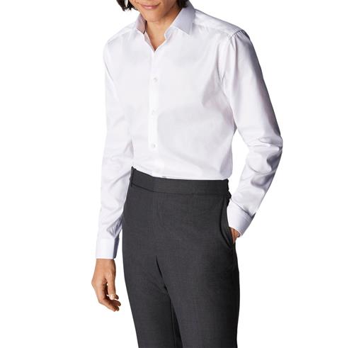 ETON White Signature Twill Shirt Super Slim FIT Mand Hvid Langærmede Skjorter Str 42 - Uld hos Magasin