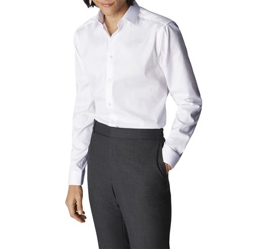 ETON White Signature Twill Shirt Super Slim FIT Mand Hvid Langærmede Skjorter Str 36 - Uld hos Magasin