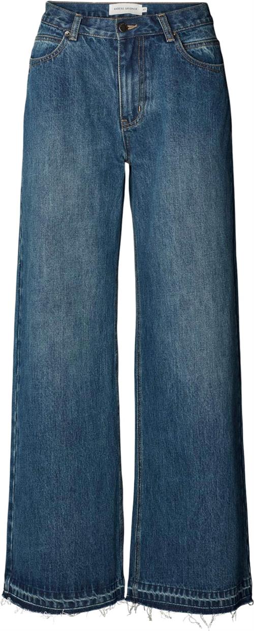 Rabens Saloner Denim Pant Ini Kvinde Washed Indigo Wide Jeans Str 29 Denim - hos Magasin