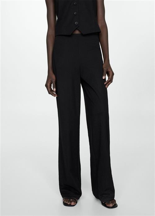 MANGO Flowy Straightfit Trousers Kvinde Black Bukser Med Lige Ben Str XS - hos Magasin