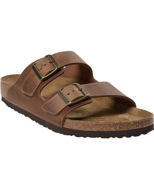 Se Birkenstock Arizona Leoi Cognac Kvinde Cognac Flade Sandaler Str 46 - hos Magasin ved Magasin