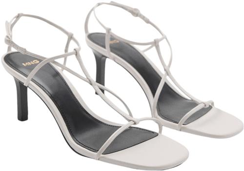 MANGO Crisscross Straps Sandals Kvinde White Højhælede Sandaler Str 42 - hos Magasin