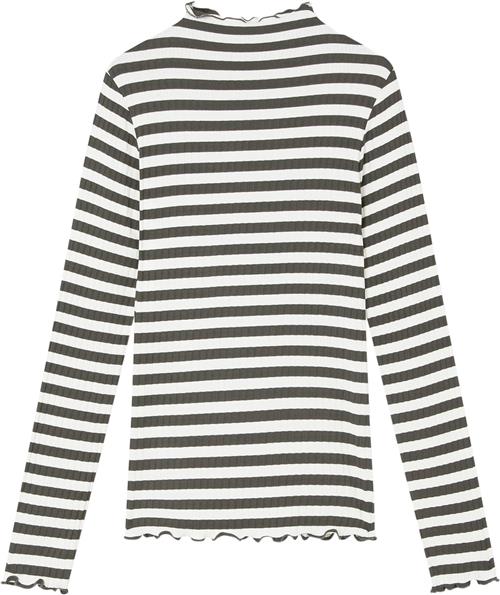 Se Mads Nørgaard - Copenhagen 5x5 Stripe Trutte Tee LS Kvinde Grøn Og Hvid Med Striber Langærmede T-shirts Str S - hos Magasin ved Magasin