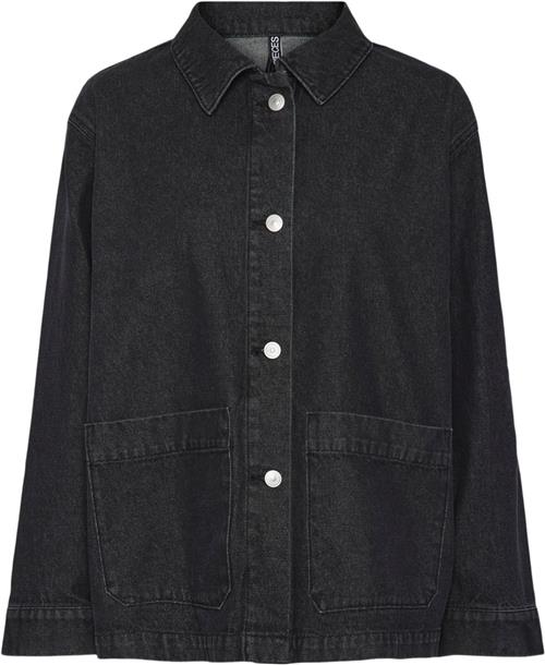 Se Pieces Pcchrissy LS Denim Loose Shirt PWP Kvinde Black Denim Skjorter Str S Denim - hos Magasin ved Magasin