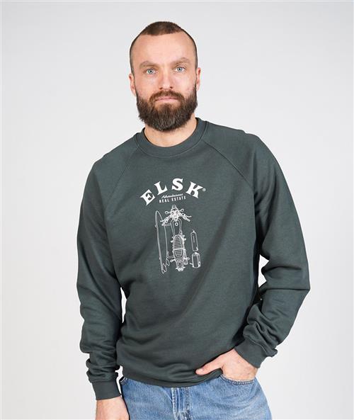 ELSK Single Estate Men's Tværs Crewneck Mand 203 Stone Green Sweatshirts Str S - Polyester hos Magasin