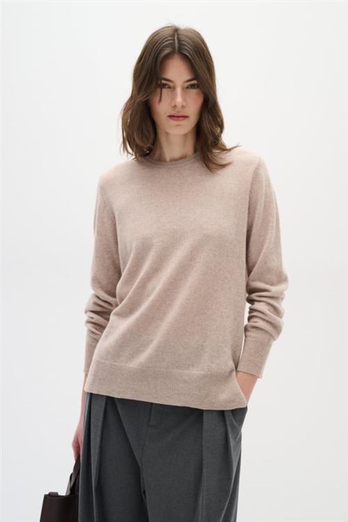 InWear Lukkaiw Crewneck Pullover Premium - 100 Cashmere Kvinde Sand Sweaters Regular Fit Str L/XL Cashmere - hos Magasin