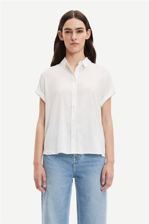 Samsøe Samsøe Majan ss Shirt 9942 Kvinde Clear Cream Kortærmede Skjorter Str S - Viskose hos Magasin