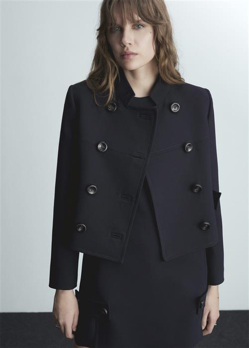 MANGO Doublebreasted Cropped Jacket Kvinde Navy Overgangsjakker Str S - hos Magasin