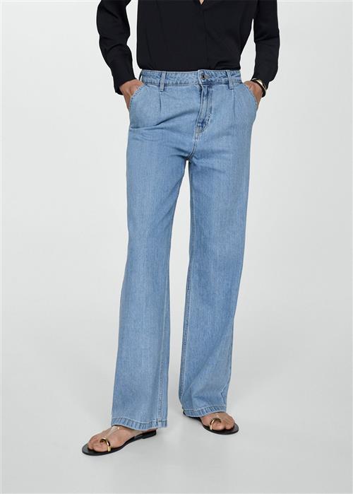 Se MANGO Straight Pleated Jeans Kvinde Open Blue Straight Jeans Str 42 - hos Magasin ved Magasin