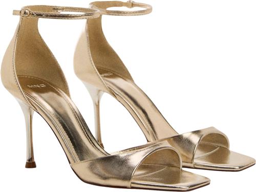 MANGO Metalliceffect Heeled Sandals Kvinde Gold Højhælede Sandaler Str 38 - hos Magasin