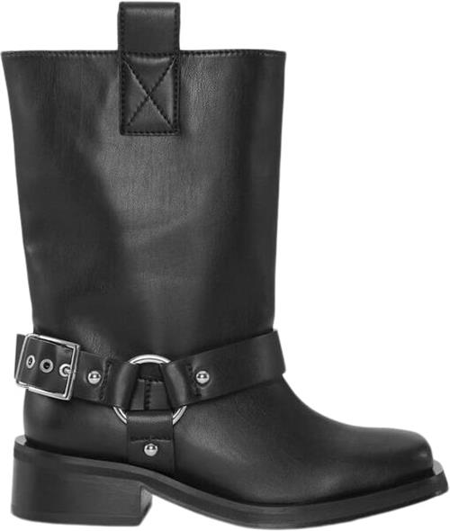 Ganni Biker Tubular Mid Shaft Boot Kvinde Black Cowboy & Biker Str 41 - Polyester hos Magasin