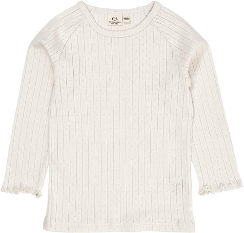 Copenhagen Colors Pointelle Junior LS TEE Str 128 - Cream Langærmede T-shirts hos Magasin