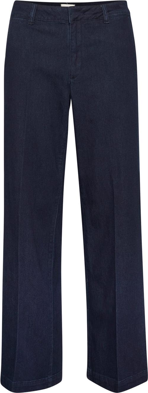 My Essential Wardrobe Laramw Pant 115 Kvinde Dark Blue Un-wash Bukser Med Lige Ben Str 42 - hos Magasin