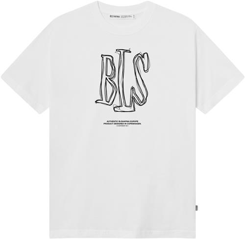 BLS Hafnia Handwritten Capital Tshirt Mand White Kortærmede T-shirts Regular Fit Str L - Bomuld hos Magasin