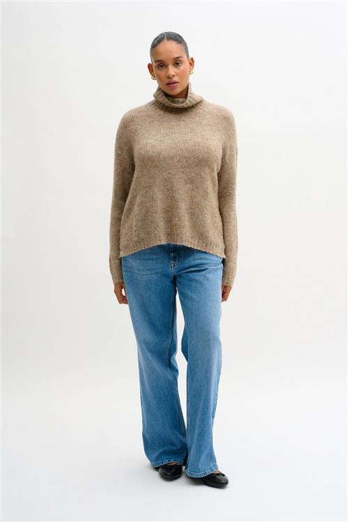 My Essential Wardrobe 11 THE Knit Rollneck Kvinde Dune Melange Sweaters Str S - hos Magasin