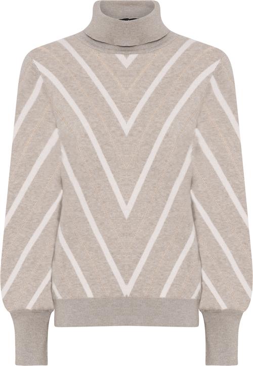 Micha Jumper_ Knit w. Lurex Stripe Kvinde Camel/offw Sweaters Str S - hos Magasin