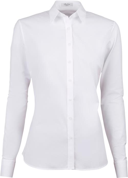 Stenströms Shirt s Poplin Stretch/jersey Kvinde White Langærmede Skjorter Slim Fit Str 46 - hos Magasin