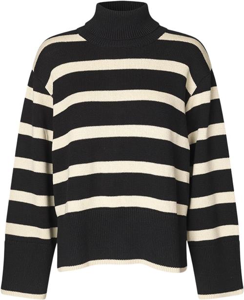 Modström Corbinmd Stripe Tneck Kvinde Summer Sand Black Rullekraver Str XS - hos Magasin