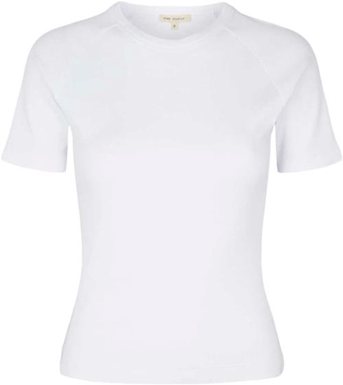 esmé studios Esblossom SS Oneck Rib T-shirt Kvinde White Kortærmede T-shirts Slim Fitting Str L - hos Magasin