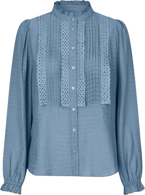 Lollys Laundry Arielll Shirt LS Kvinde Dusty Blue Langærmede Skjorter Str S - hos Magasin