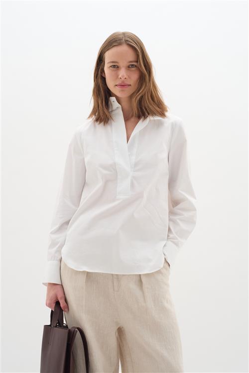 InWear Keixiw Shirt Kvinde Pure White Langærmede Bluser Loose Fit Str 42 - hos Magasin