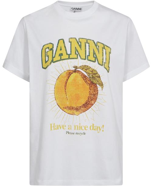 Se Ganni Basic Jersey Peach Relaxed Tshirt Kvinde Bright White Kortærmede T-shirts Str S - hos Magasin ved Magasin