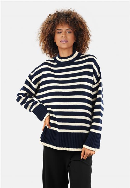 SisterS Point Mibaloose Kvinde Navy/cream Sweaters Str XS - hos Magasin