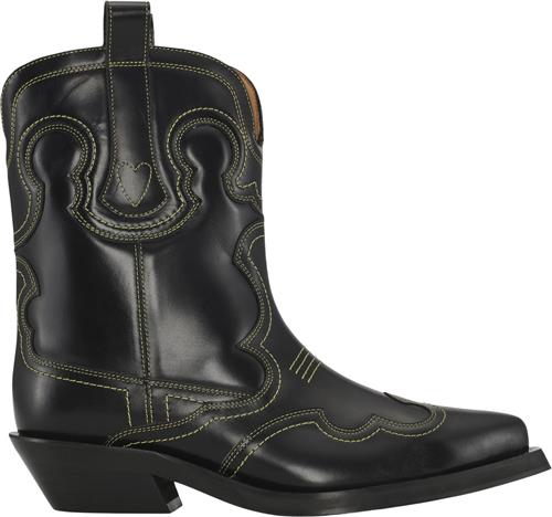 Se Ganni Embroidered Western Støvler Kvinde Black/yellow Cowboy & Biker Str 38 - hos Magasin ved Magasin