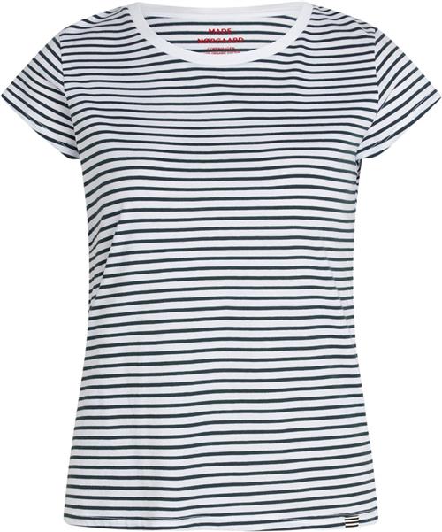 Mads Nørgaard - Copenhagen Organic Jersey Stripe Teasy Tee FAV Kvinde Magical Forest/brilliant White Kortærmede T-shirts Str XS - Bomuld hos Magasin