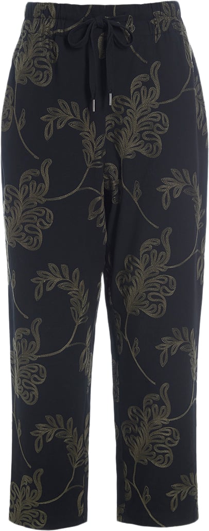 Se Bitte Kai Rand Embroidered Leaf Kvinde Black/deep Forest Leaf Capri Bukser Str XS - hos Magasin ved Magasin