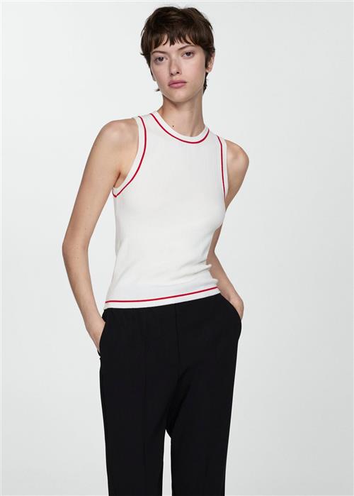 Se MANGO Knitted top With Contrasting Finish Kvinde Light Beige Tanktoppe Str S - hos Magasin ved Magasin