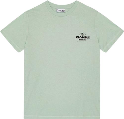 Ganni Thin Jersey Ganni World Relaxed Ts Kvinde Aqua Foam Kortærmede T-shirts Str S - hos Magasin