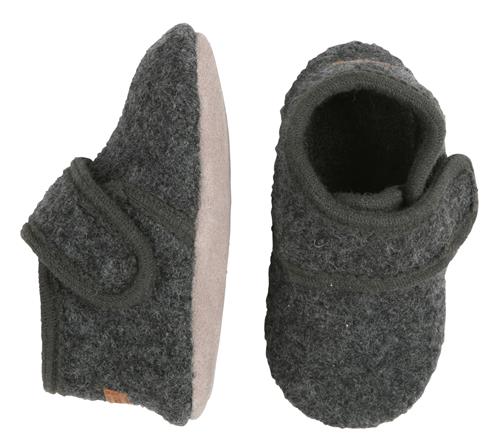 Se Melton Wool Shoe Velcro Grå Hjemmesko Str 18-19 - Uld hos Magasin ved Magasin