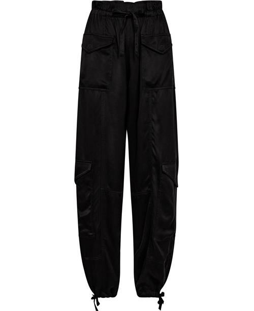 Se Ganni Washed Satin Pocket Pants Kvinde Black Bukser Med Lige Ben Str 42 - hos Magasin ved Magasin