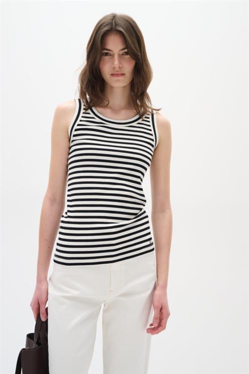 InWear Dagnaiw Striped Tank Kvinde Black / Whisper White Tanktoppe Slim Fit Str L - hos Magasin