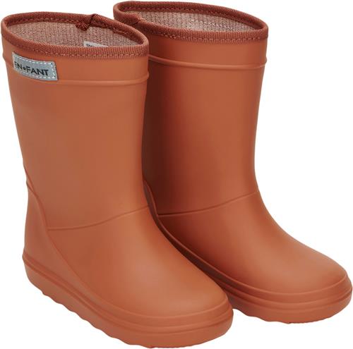 En Fant Rubber Rain Boot Solid Leather Brown Gummistøvler Str 33 - hos Magasin