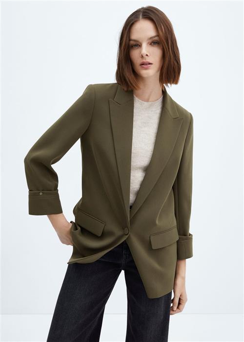 Se MANGO Turndown Sleeve Blazer Kvinde Beige - Khaki Blazere Plus Size Str XS - hos Magasin ved Magasin