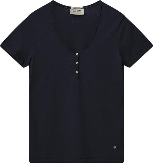 Mos Mosh Mmastin Basic Tee Kvinde Salute Navy Kortærmede T-shirts Str XS - Bomuld hos Magasin