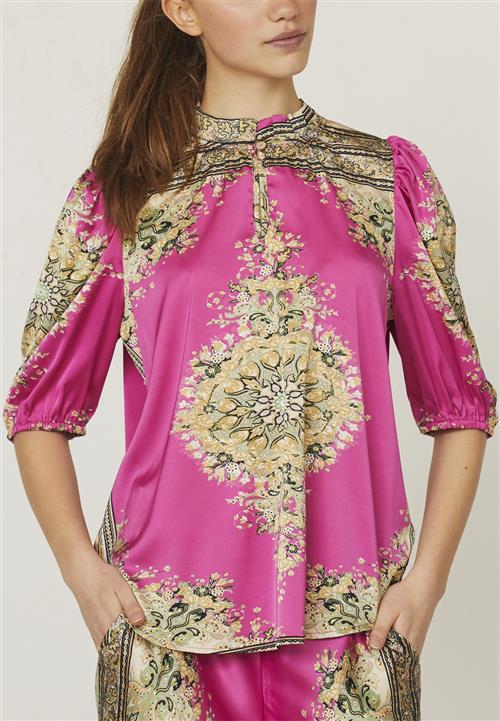 Love&Divine Love9108 Kvinde Pink Paisley Kortærmede Bluser Str XL - hos Magasin