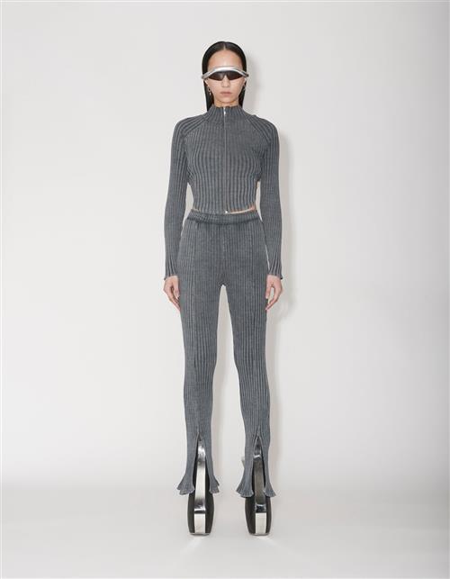 Se Han Kjøbenhavn Jersey Rib Slit Trousers Kvinde Dark Grey Bukser Med Smalle Ben Str S - Bomuld hos Magasin ved Magasin