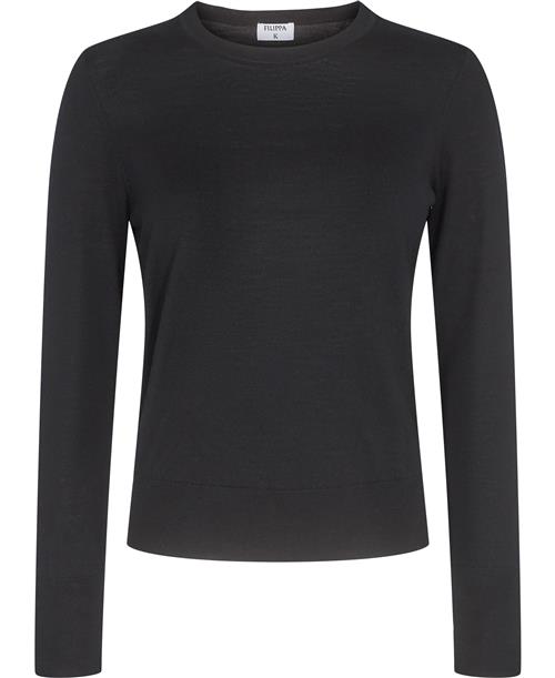 Filippa K Merino Rneck Sweater Kvinde Black Sweaters Str M Merino - hos Magasin