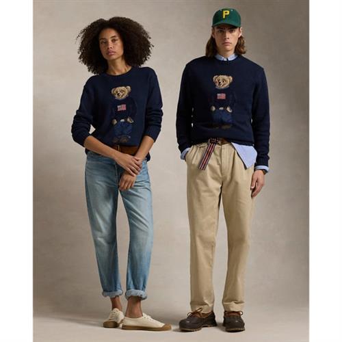 Polo Ralph Lauren Cotton Linen Blendlsl-plo Mand Bear Navy Sweaters Str M - hos Magasin