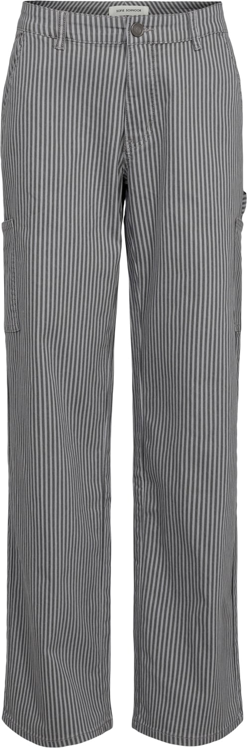 Sofie Schnoor Trousers Kvinde Grey Striped Bukser Med Brede Ben Str XS - hos Magasin