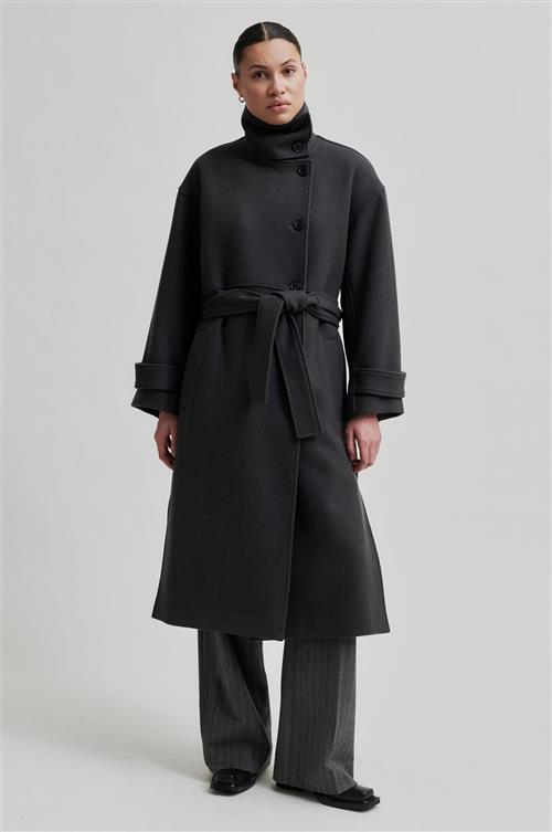 Second Female Sogani Wool Coat Kvinde Volcanic Ash Frakker Str S - hos Magasin